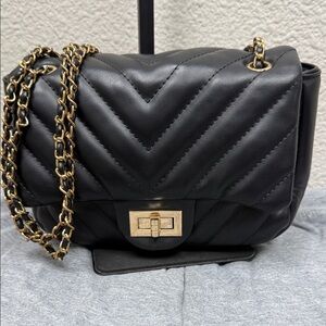 Source Unknown Black Chevron Chain Shoulder Bag